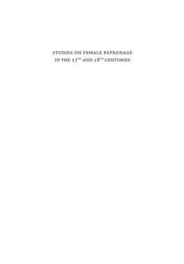 Studies on Female Patronage in the 17Th and 18Th Centuries Uniwersytet Pedagogiczny Im