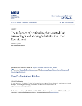 The Influence of Artificial Reef Associated Fish Assemblages and Varying Substrates on Coral Recruitment