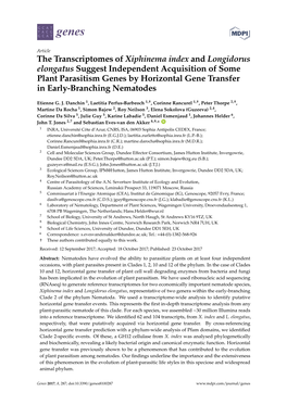 The Transcriptomes of Xiphinema Index and Longidorus Elongatus