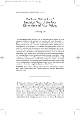 Do Asian Values Exist? Empirical Tests of the Four Dimensions of Asian Values