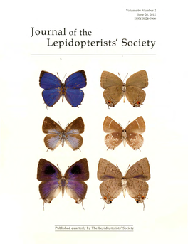 Journal of the Lepidopterists' Society the LEPIDOPTERISTS' SOCIETY