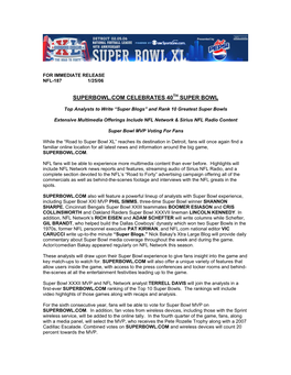 Superbowl.Com Celebrates 40Th Super Bowl