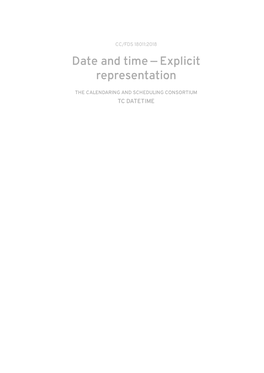 Date and Time — Explicit Representation