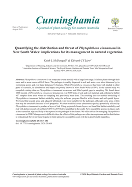 Quantifying the Distribution and Threat of Phytophthora Cinnamomi in New South Wales: Implications for Its Management in Natural Vegetation