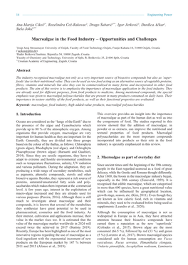 Macroalgae in the Food Industry – Opportunities and Challenges