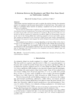 A Relation Between the Exoplanets and Their Host Stars Based on Multivariate Analysis