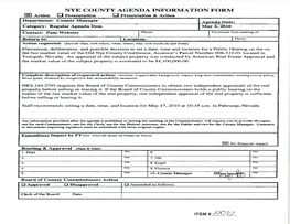 Nye County Agenda Information Form