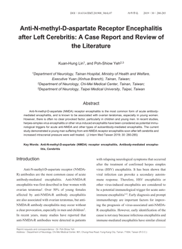 Anti-N-Methyl-D-Aspartate Receptor Encephalitis After Left Cerebritis: a Case Report and Review of the Literature