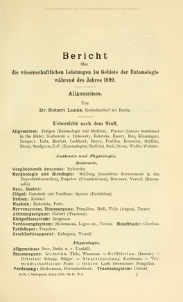 Archiv Für Naturgeschichte