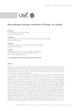 Precambrian Tectonic Evolution of Earth: an Outline