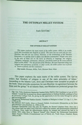 The Ottoman Millet System