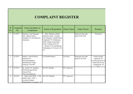 Complaint Register