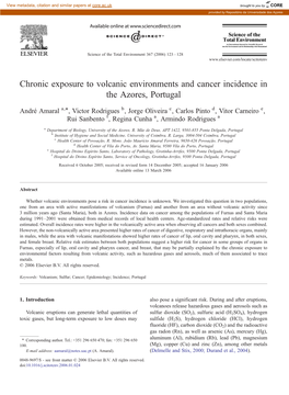 Chronic Exposure to Volcanic Environments and Cancer Incidence