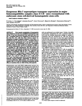 Exogenous Mtv-7 Superantigen Transgene Expression In