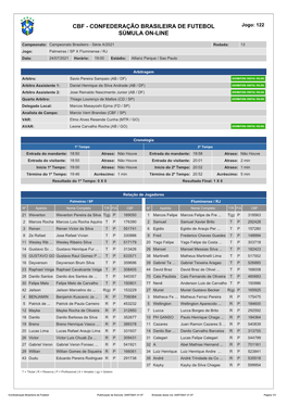 Confederação Brasileira De Futebol Súmula On-Line