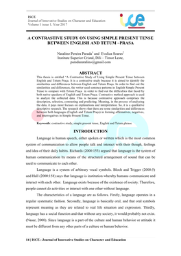 A Contrastive Study on Using Simple Present Tense Between English and Tetum –Prasa