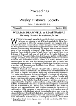 Proceedings Wesley Historical Society