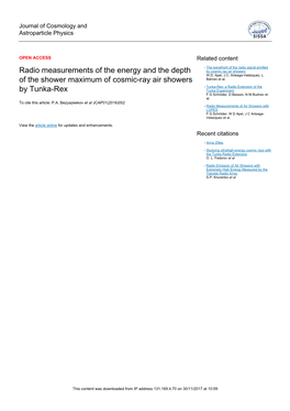 Radio Measurements of the Energy and the Depth of The