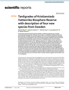 Tardigrades of Kristianstads Vattenrike Biosphere Reserve with Description of Four New Species from Sweden