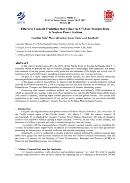 Efforts to Tsunami Prediction That Utilize the Offshore Tsunami Data in Nuclear Power Stations