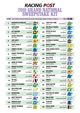 2010 Grand National Sweepstake Kit