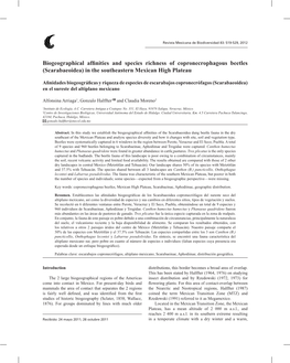 Biogeographical Affinities and Species Richness of Copronecrophagous Beetles (Scarabaeoidea) in the Southeastern Mexican High Plateau