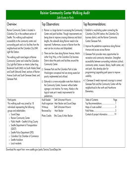 Rainier Community Center Walking Audit Safe Routes to Parks Overview: Top Observations: Top Recommendations