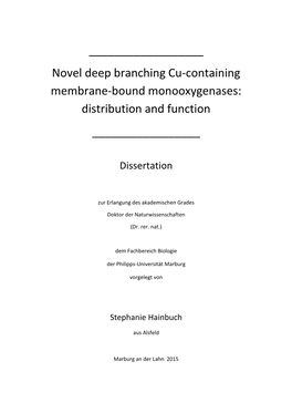 Novel Deep Branching Cu-Containing Membrane-Bound Monooxygenases: Distribution and Function ______