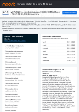 Horaires Et Trajet De La Ligne 16 De Bus Sur Une Carte