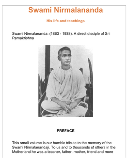 Swami Nirmalananda His Life and Teachings