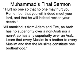 Muhammad's Final Sermon