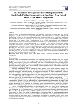 The Livelihood Strategies and Food Management of the Small-Scale Fishing Communities: a Case Study from Inland Open Water Area of Bangladesh