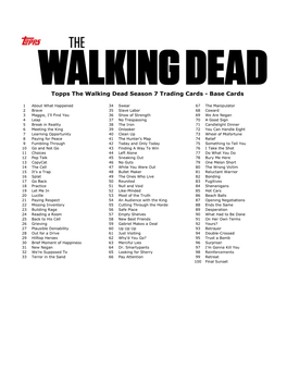 Topps the Walking Dead Season 7 Trading Cards - Base Cards