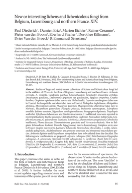 New Or Interesting Lichens and Lichenicolous Fungi from Belgium, Luxembourg and Northern France