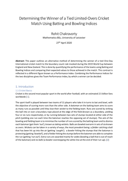 Determining the Winner of a Tied Limited-Overs Cricket Match Using Batting and Bowling Indices