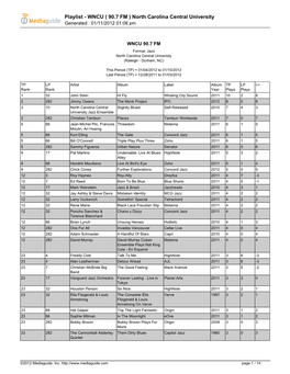 Playlist - WNCU ( 90.7 FM ) North Carolina Central University Generated : 01/11/2012 01:06 Pm