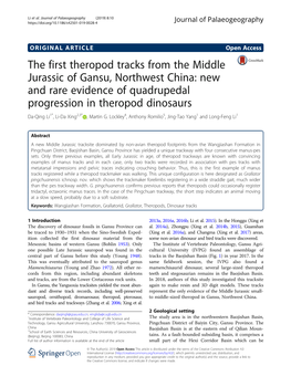 The First Theropod Tracks from the Middle Jurassic of Gansu