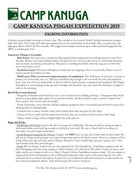Camp Kanuga Pisgah Expedition 2019