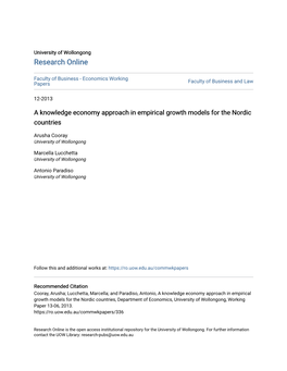 A Knowledge Economy Approach in Empirical Growth Models for the Nordic Countries