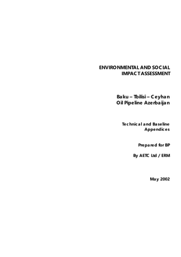 Environmental and Social Impact Assessment Baku – Tbilisi – Ceyhan Oil Pipeline Azerbaijan