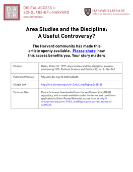 Area Studies and the Discipline: a Useful Controversy?