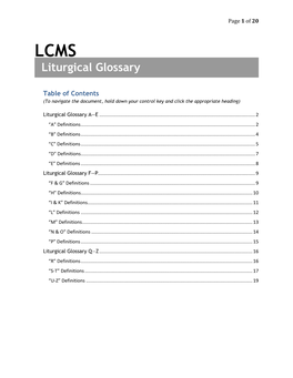 LCMS Worship -- Liturgical Glossary