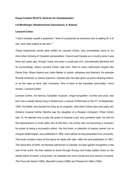 Essay Contest 2014 15 Lili Werlberger Leonard