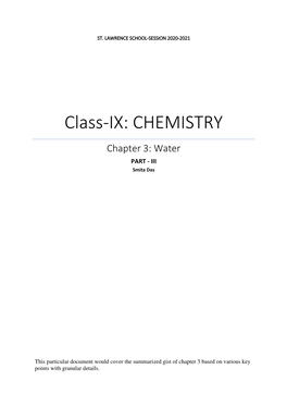 Class-IX: CHEMISTRY