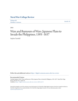 Wars and Rumours of Wars: Japanese Plans to Invade the Philippines, 1593–1637 Stephen Turnbull