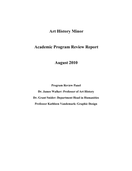 Art History Minor Academic Program Review Report August 2010