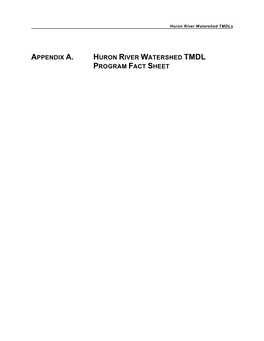 Appendix A. Huron River Watershed Tmdl Program Fact Sheet