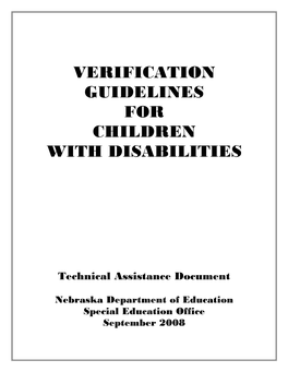 Verification Guidelines for Children with Disabilities