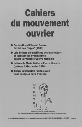 Cahiers Du Mouvement Ouvrier N° 65