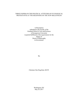 Three Papers on the Political Attitudes of Evangelical Protestants at the Beginning of the New Millennium